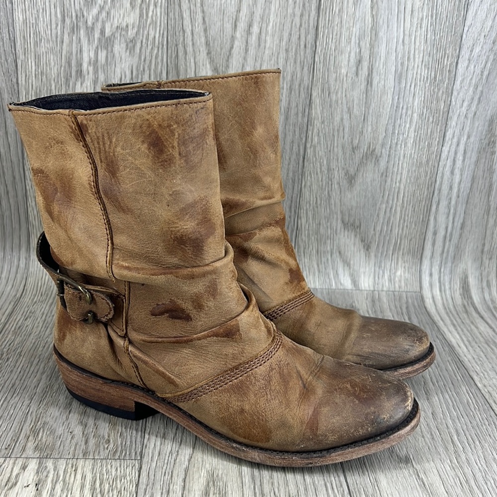 LIBERTY Black Brown Tambor Distressed Slouchy Boots